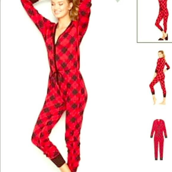 - Victoria secret buffalo plaid onsie pqjama sleep pj’s winter christmas Large - Picture 1 of 4